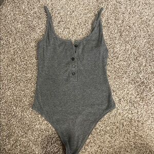 Express Charcoal Ribbed Bodysuit